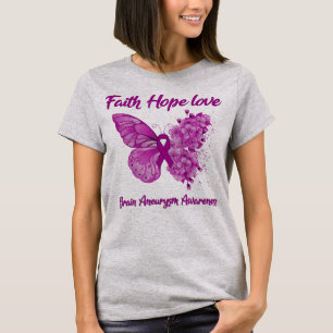 Butterfly Faith Hope Love Brain Aneurysm Awareness T-Shirt