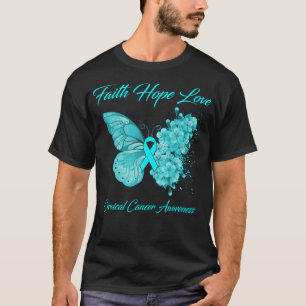 Butterfly Faith Hope Love Cervical Cancer Awarenes T-Shirt