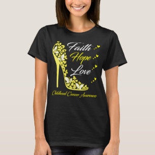 Butterfly Faith Hope Love Childhood Cancer Warrior T-Shirt