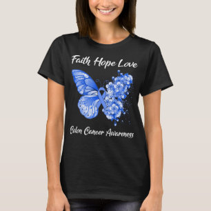 Butterfly Faith Hope Love Colon Cancer Awareness T-Shirt