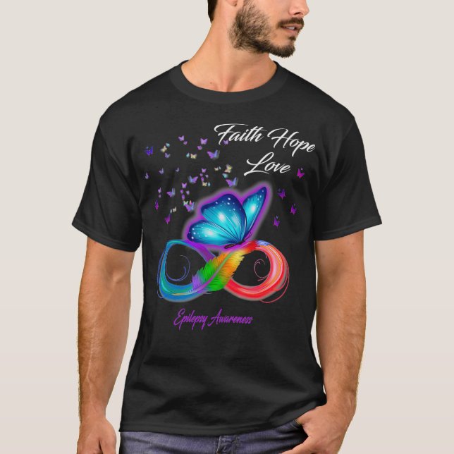 Butterfly Faith Hope Love Epilepsy Awareness T-Shirt (Front)