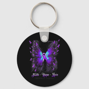 Butterfly Faith Hope Love Fibromyalgia Awareness 2 Key Ring