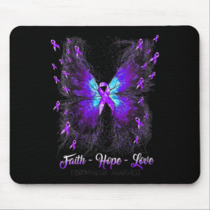 Butterfly Faith Hope Love Fibromyalgia Awareness 2 Mouse Mat