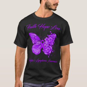 Butterfly Faith Hope Love Hodgkin's Lymphoma Aware T-Shirt