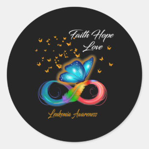 Butterfly Faith Hope Love Leukaemia Awareness Classic Round Sticker