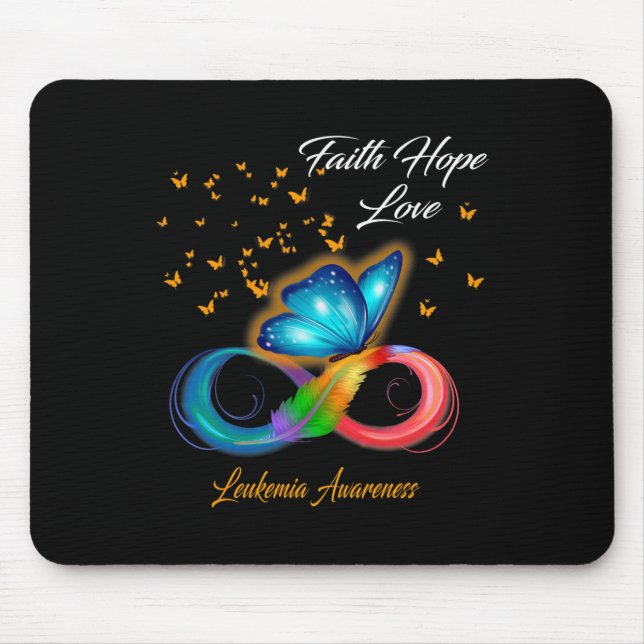 Butterfly Faith Hope Love Leukaemia Awareness  Mouse Mat (Front)