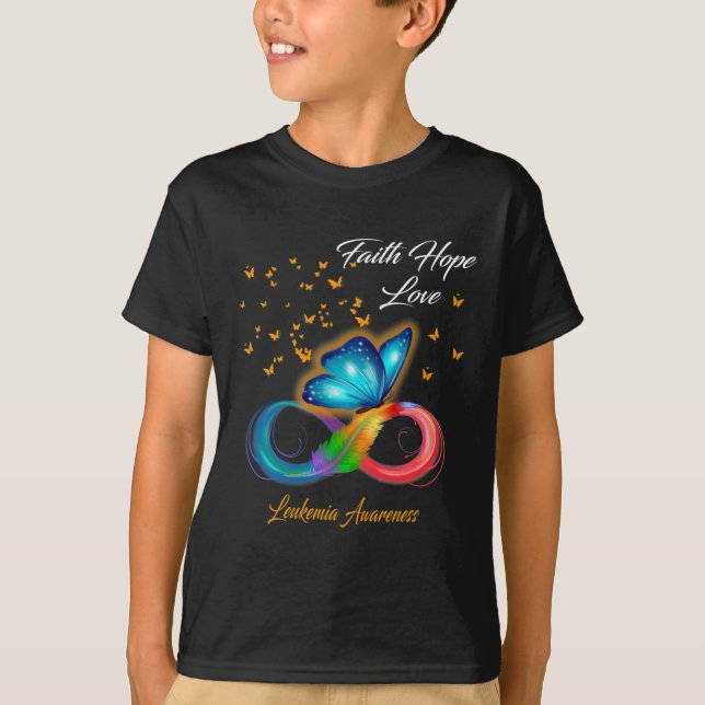 Butterfly Faith Hope Love Leukaemia Awareness  T-Shirt (Front)