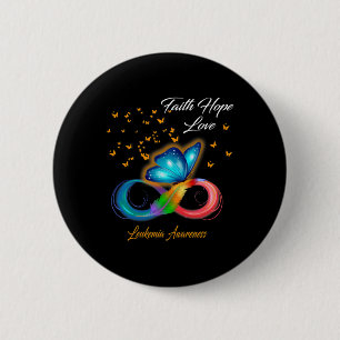 Butterfly Faith Hope Love Leukemia Awareness  6 Cm Round Badge