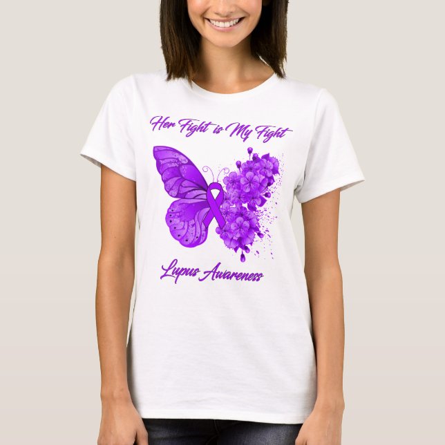 Butterfly Faith Hope Love Lupus Awareness T-Shirt (Front)