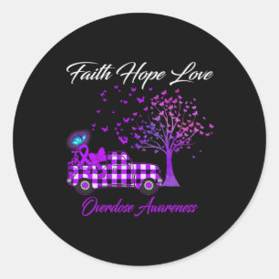 Butterfly Faith Hope Love Overdose Awareness 1  Classic Round Sticker