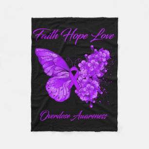 Butterfly Faith Hope Love Overdose Awareness Fleece Blanket