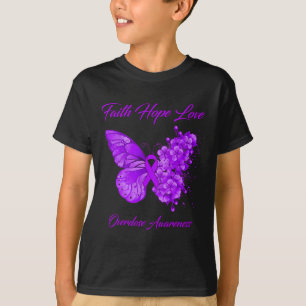 Butterfly Faith Hope Love Overdose Awareness T-Shirt