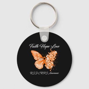 Butterfly Faith Hope Love Rsd Crps Awareness 1  Key Ring