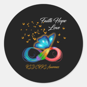 Butterfly Faith Hope Love RSD CRPS Awareness Classic Round Sticker