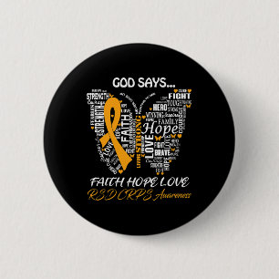 Butterfly Faith Hope Love RSD CRPS Awareness Gifts 6 Cm Round Badge