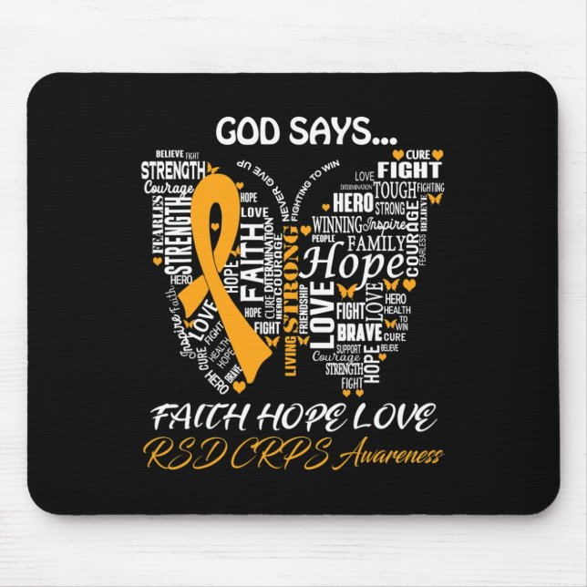 Butterfly Faith Hope Love RSD CRPS Awareness Gifts Mouse Mat (Front)