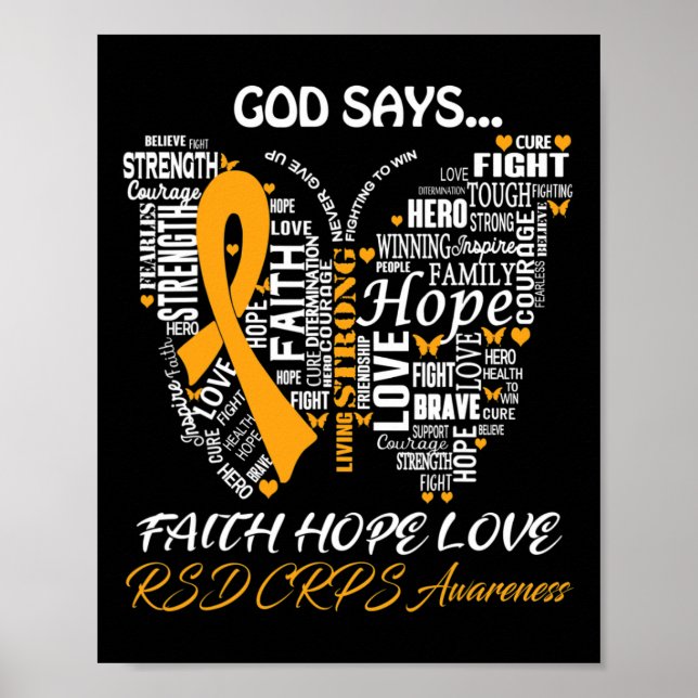 Butterfly Faith Hope Love RSD CRPS Awareness Gifts Poster (Front)