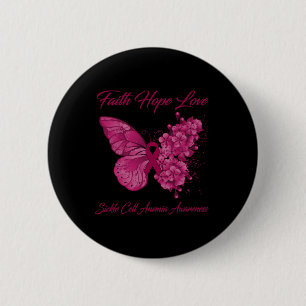 Butterfly Faith Hope Love Sickle Cell Anaemia Awar 6 Cm Round Badge