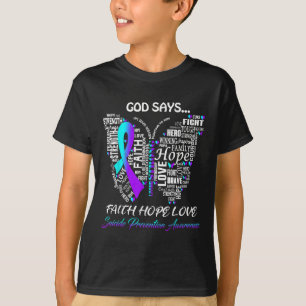 Butterfly Faith Hope Love Suicide Prevention Aware T-Shirt