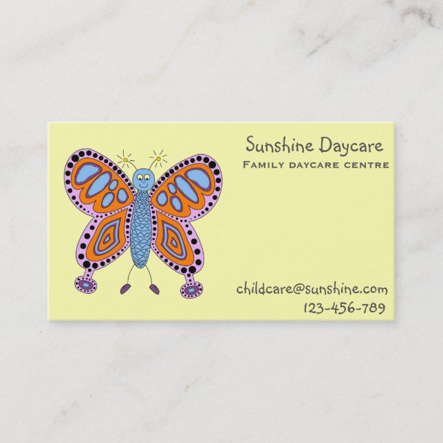 Butterfly  family daycare centre childcare business card (Front)