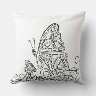 Butterfly Fancy Line Art Throw Pillow