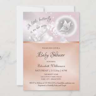 Butterfly Fantasy   Rose Gold Foil Baby Shower Invitation