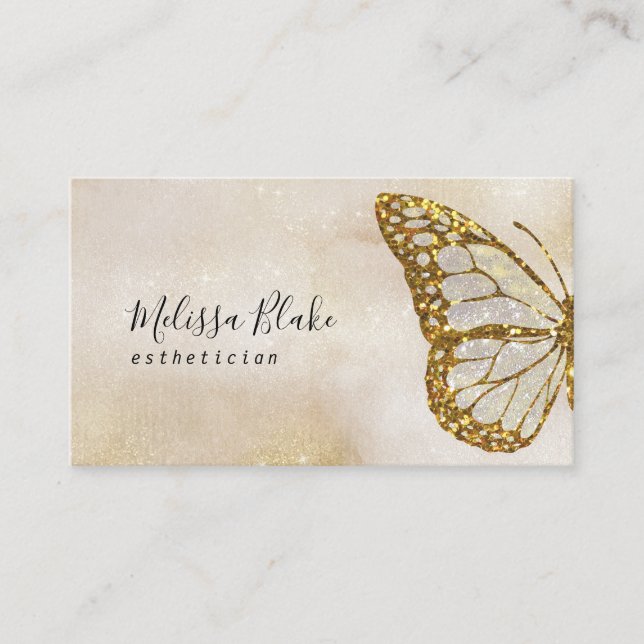 butterfly faux glitter business card (Front)