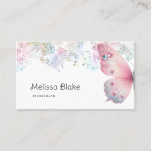 butterfly faux pastel glitter  business card