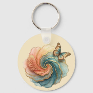 butterfly feathery swirl key ring