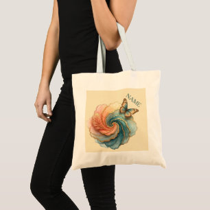 butterfly feathery swirl tote bag