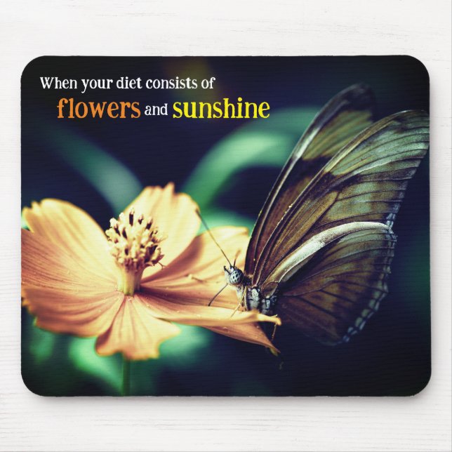 Butterfly feeding on flower mouse mat (Front)