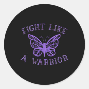 Butterfly Fibro Migraine Lupus Warrior Awareness Classic Round Sticker