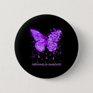 Butterfly Fibromyalgia Awareness Ribbon 6 Cm Round Badge