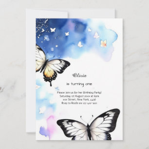 Butterfly First Birthday Invitation