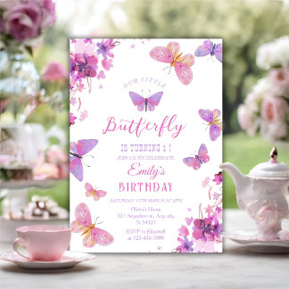 Butterfly First Birthday Invitation