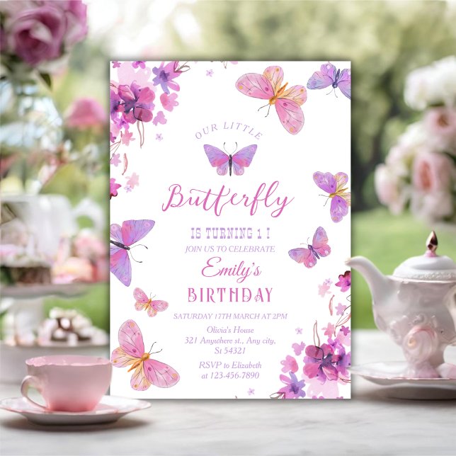 Butterfly First Birthday Invitation (Creator Uploaded)