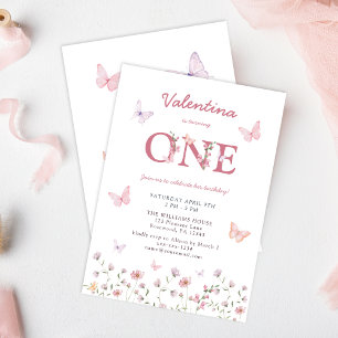 Butterfly First Birthday Invitation