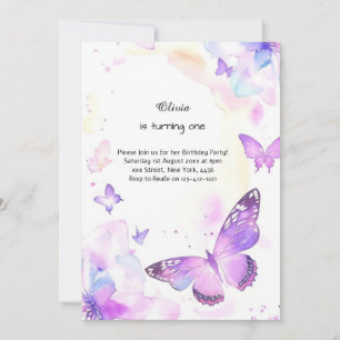 Butterfly First Birthday Invitation
