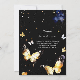 Butterfly First Birthday Invitation