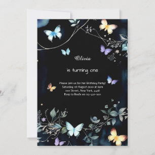 Butterfly First Birthday Invitation