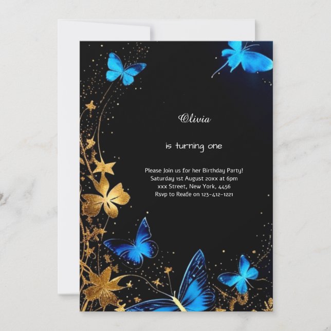Butterfly First Birthday Invitation (Front)
