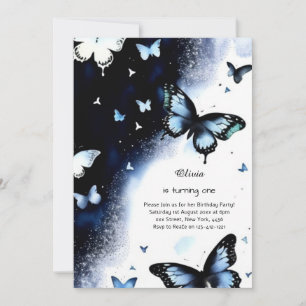 Butterfly First Birthday Invitation