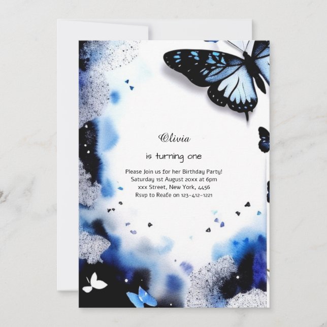 Butterfly First Birthday Invitation (Front)