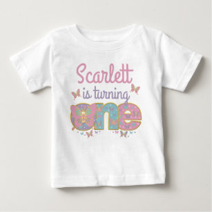  Butterfly First Birthday Turning one butterfly Baby T-Shirt