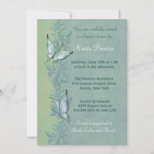 Butterfly Flight Floral Bridal Shower Invitation (Front)
