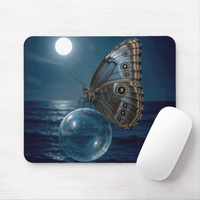 Butterfly Floating On a Bubble Mouse Mat (With Mouse)