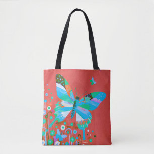 Butterfly & Floral Abstract Tote Bag