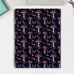 Butterfly, Floral and Mushroom Celestial Pattern Notebook