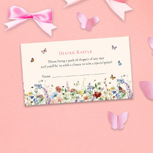 Butterfly & Floral Baby Shower Diaper Raffle Enclosure Card
