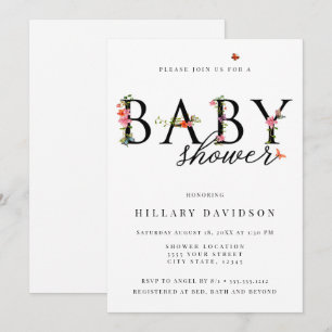 Butterfly Floral, Baby Shower Invitation